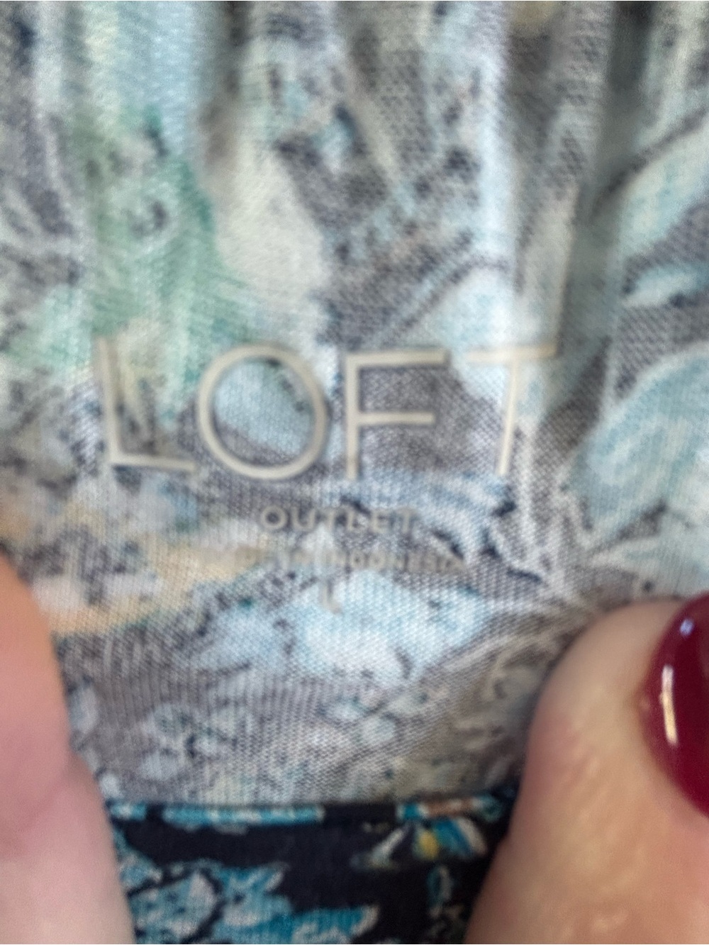 LOFT Teal and Navy Floral Scoop Neck Tank - Picture 3 of 9